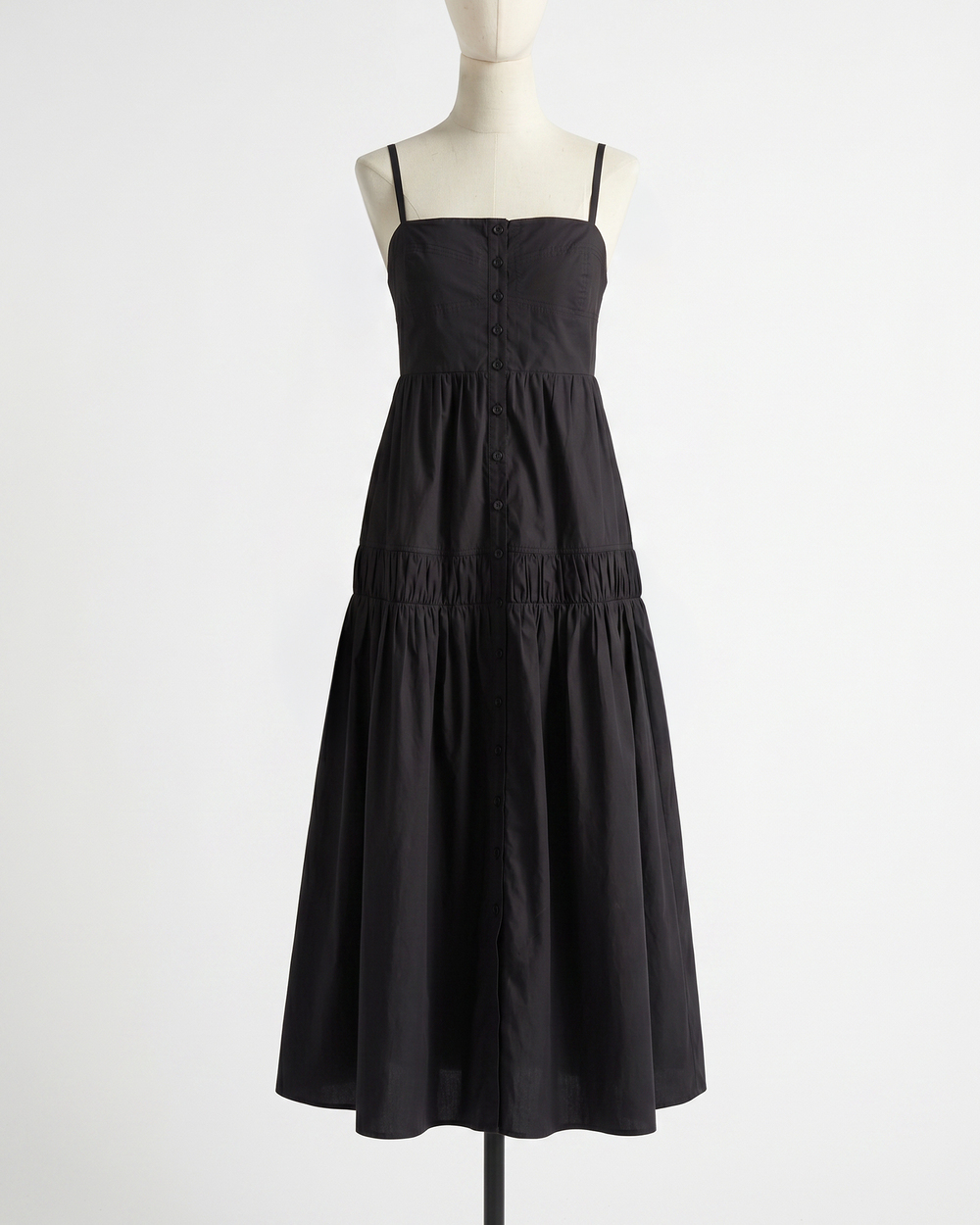 100% Organic Cotton Poplin Spaghetti Strap Maxi Dress